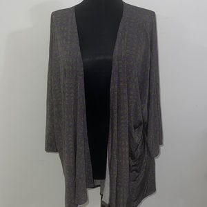Lularoe Lindsay Triangle Purple Green Cardigan large